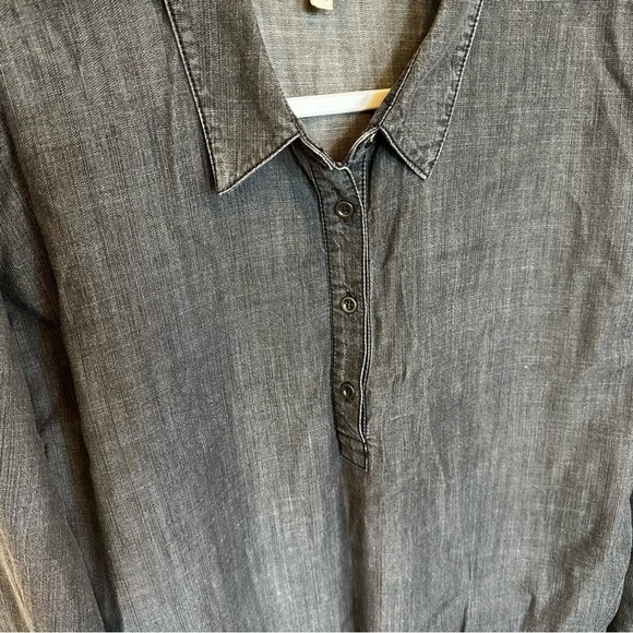 Eileen Fisher Women’s Grey Cotton Tencel Denim Popover Tunic Top Blouse Oversize - Picture 5 of 8